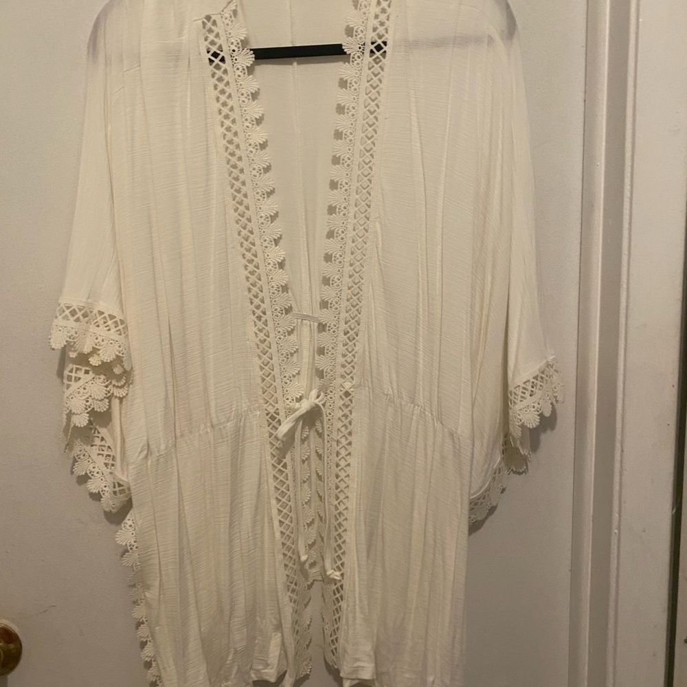 Maurices White Gauzy Kimono 2X-3X